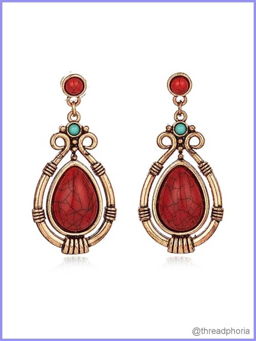 Handmade Turquoise Earrings Women Boho Teardrop Dangle Statement Jewelry